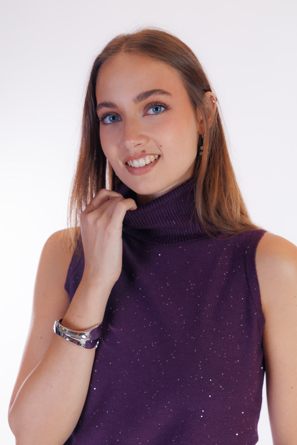 Top dolcevita micro paillettes