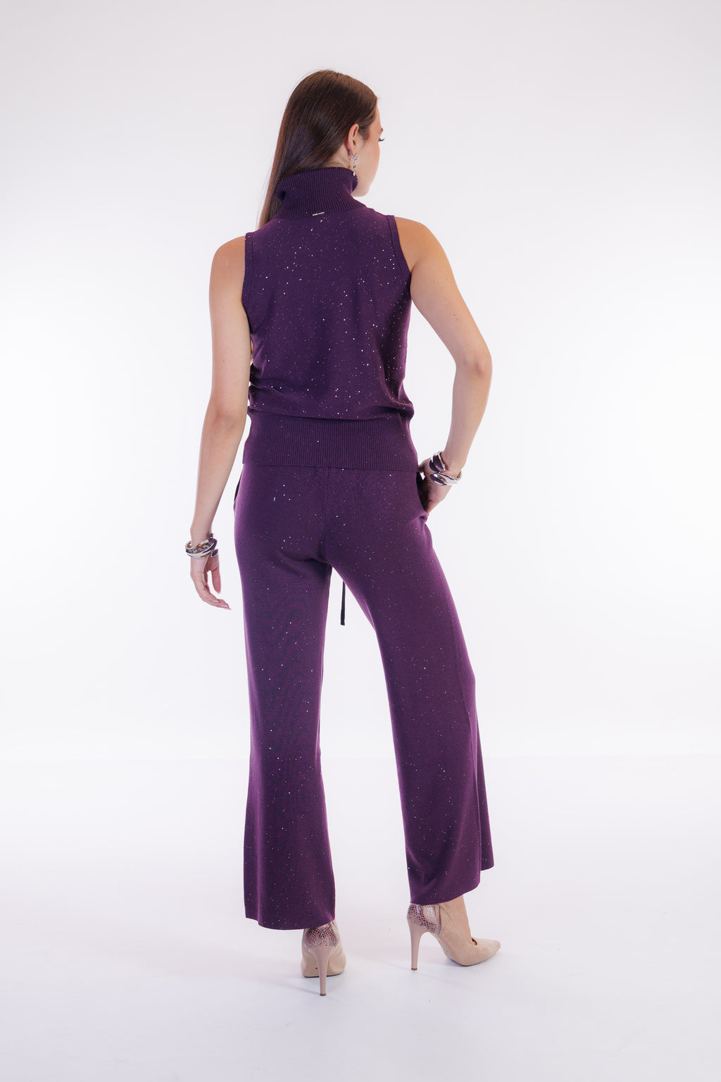Pantalone ampio micro paillettes
