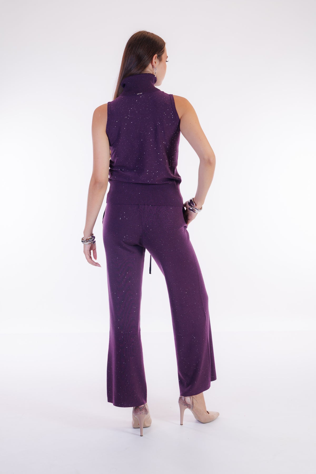 Pantalone ampio micro paillettes