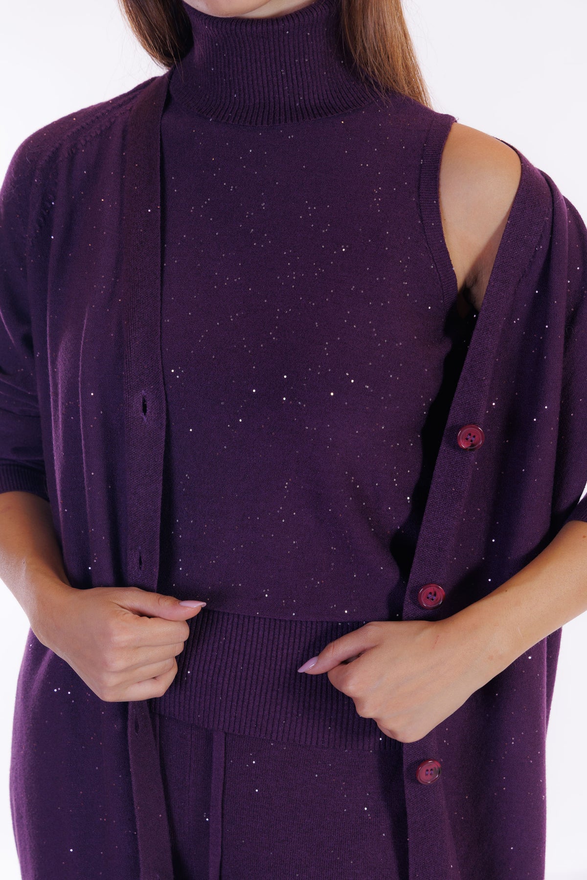 Cardigan lungo micro paillettes