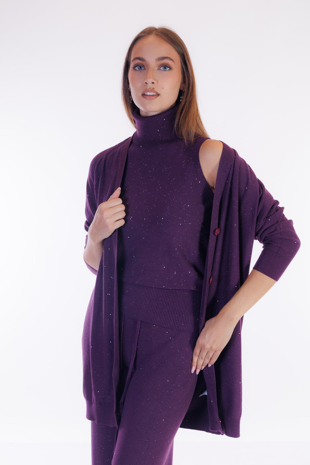 Cardigan lungo micro paillettes