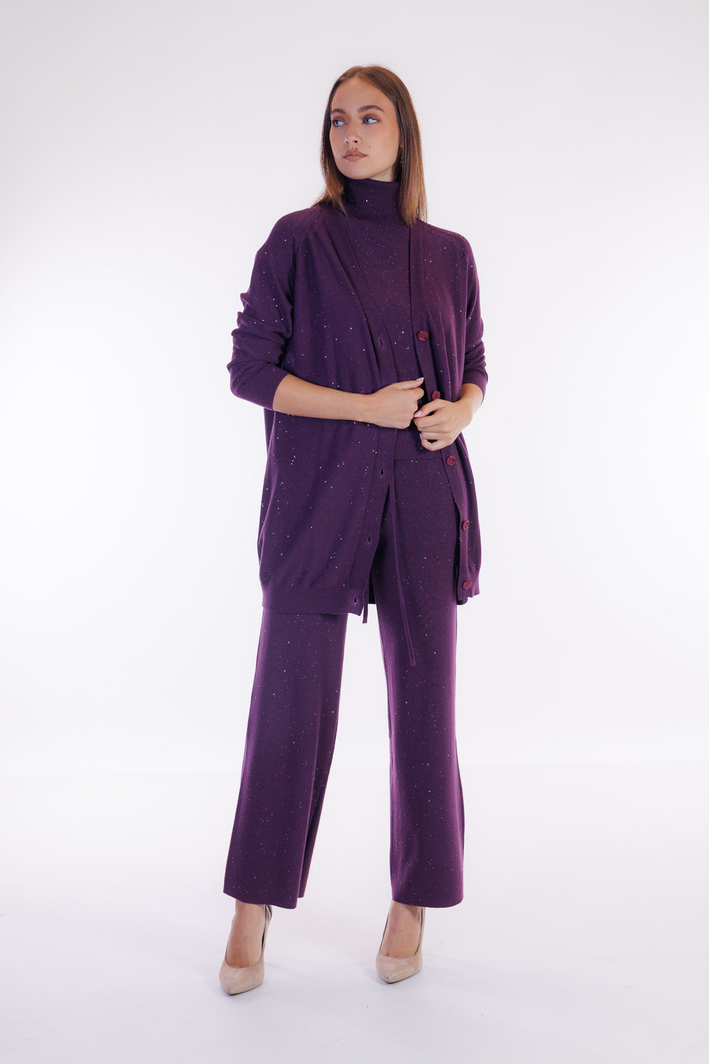 Cardigan lungo micro paillettes