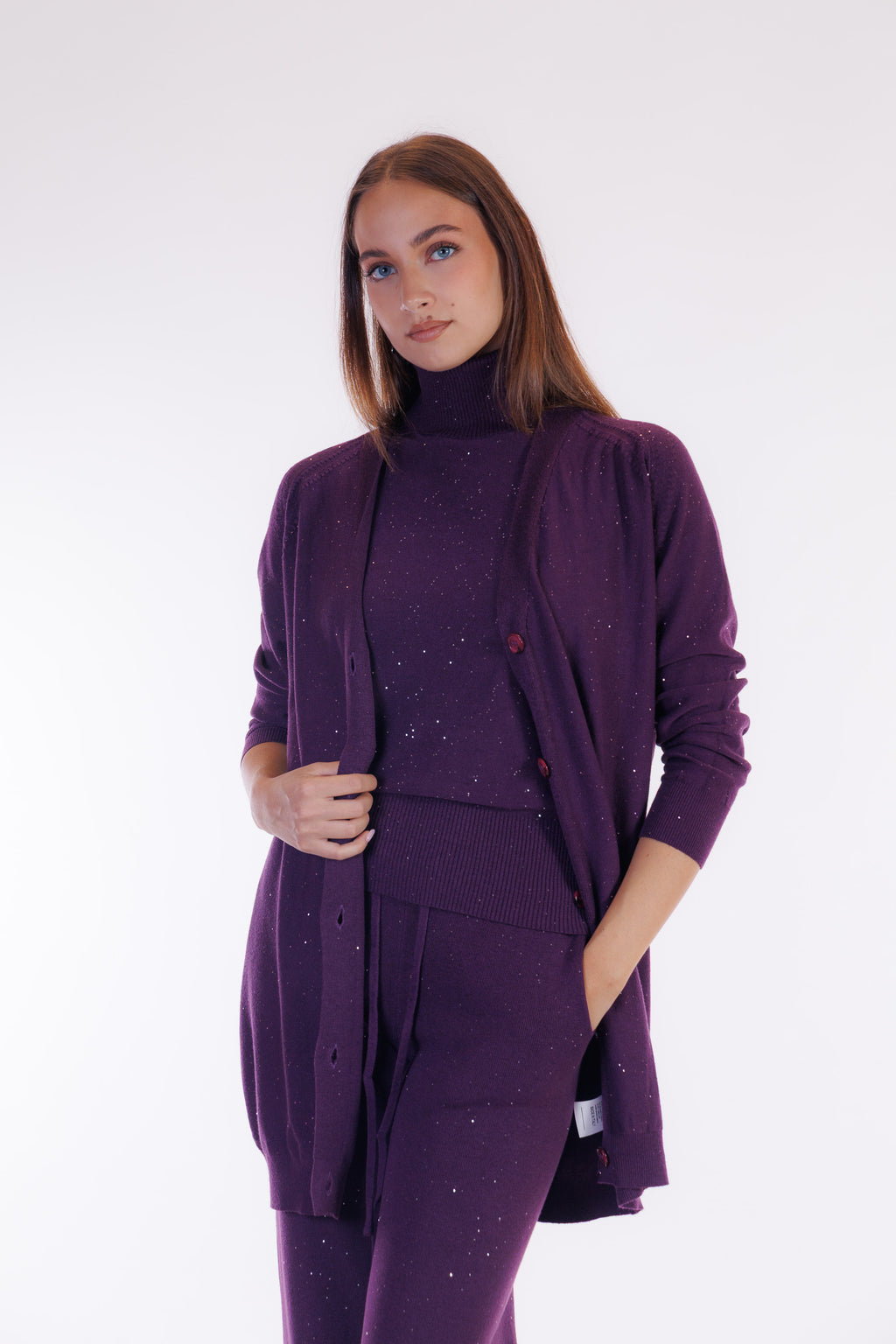 Cardigan lungo micro paillettes