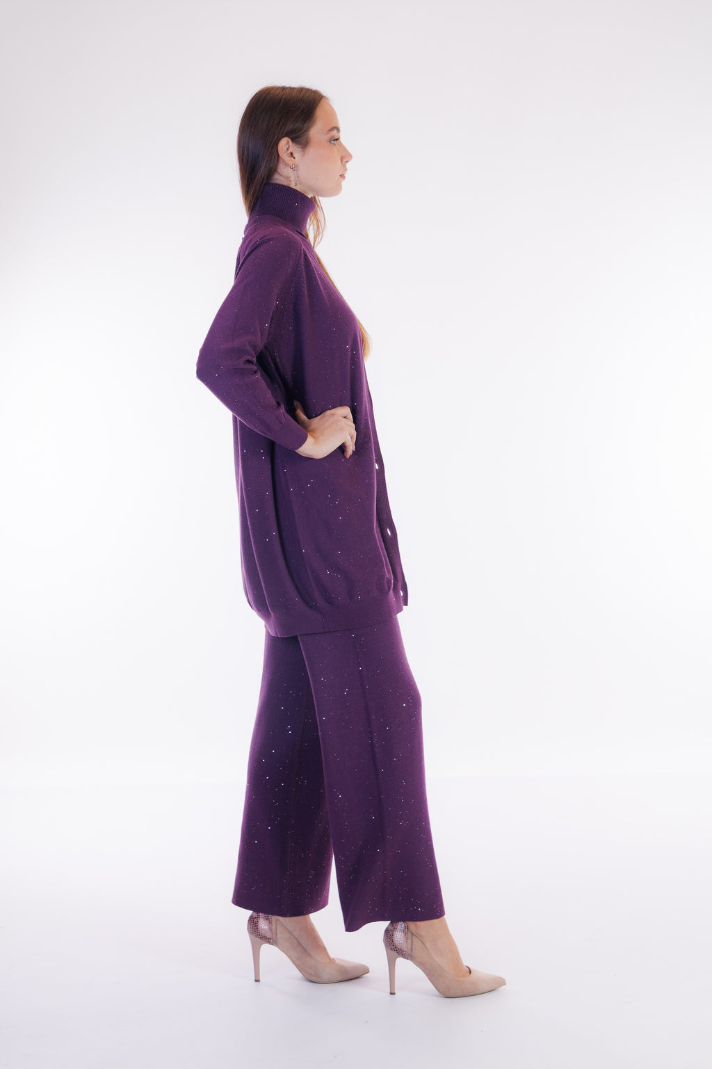 Cardigan lungo micro paillettes