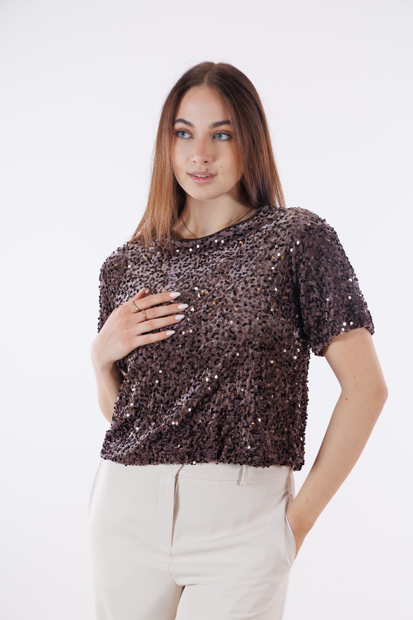 Maglia velluto e micropaillettes