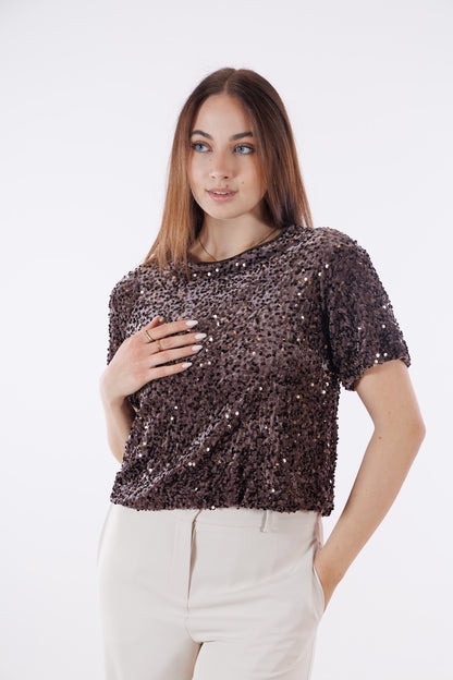 Maglia velluto e micropaillettes