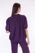 Maglia scollo V micro paillettes