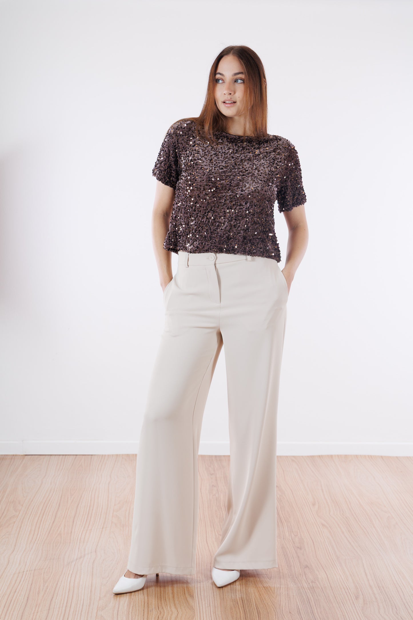 Maglia velluto e micropaillettes