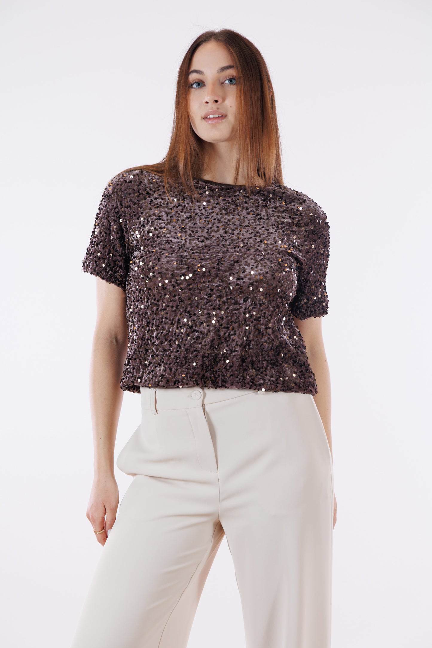 Maglia velluto e micropaillettes