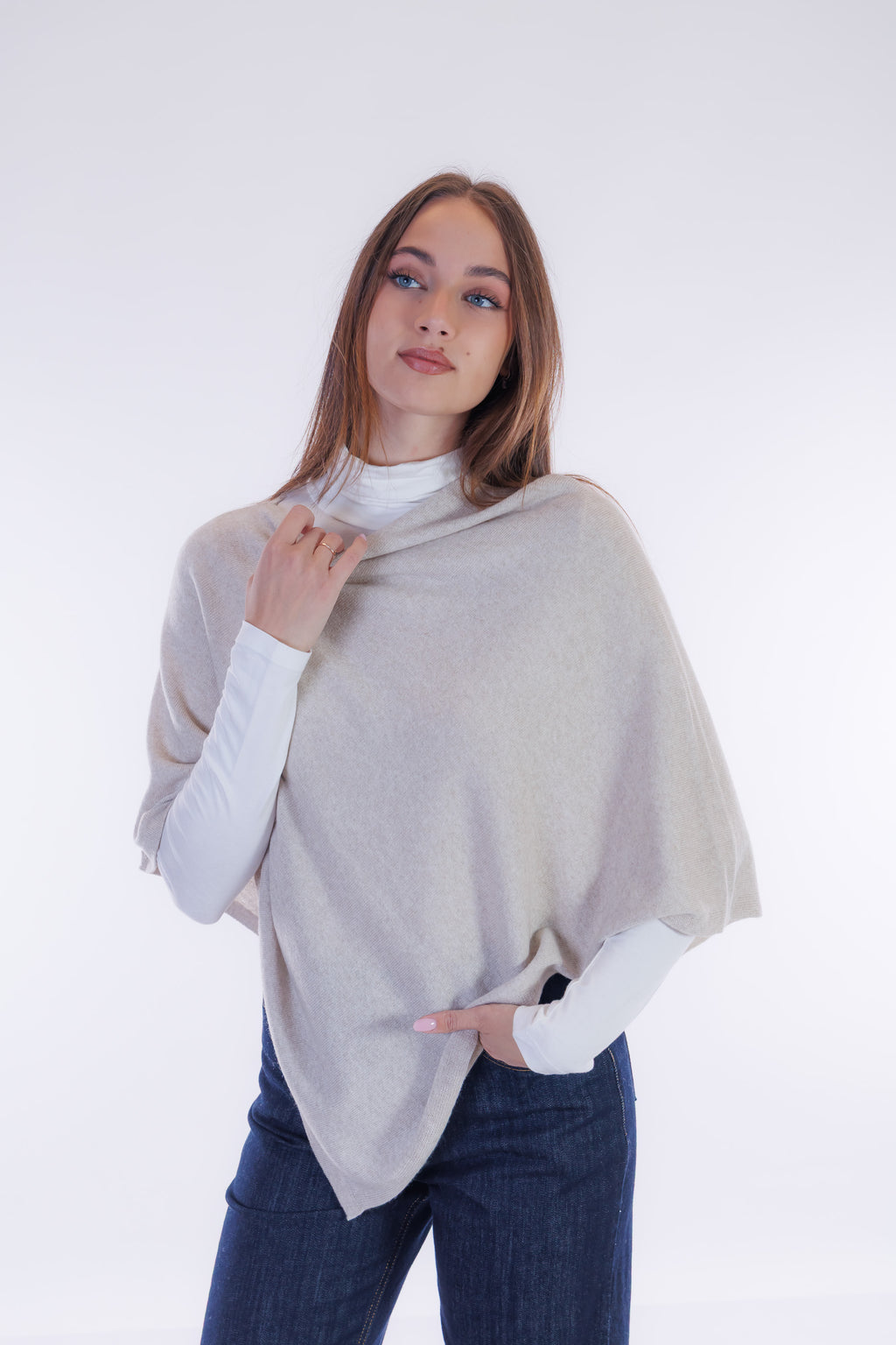 Poncho m. cashmere