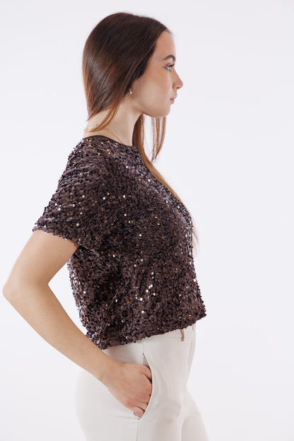 Maglia velluto e micropaillettes