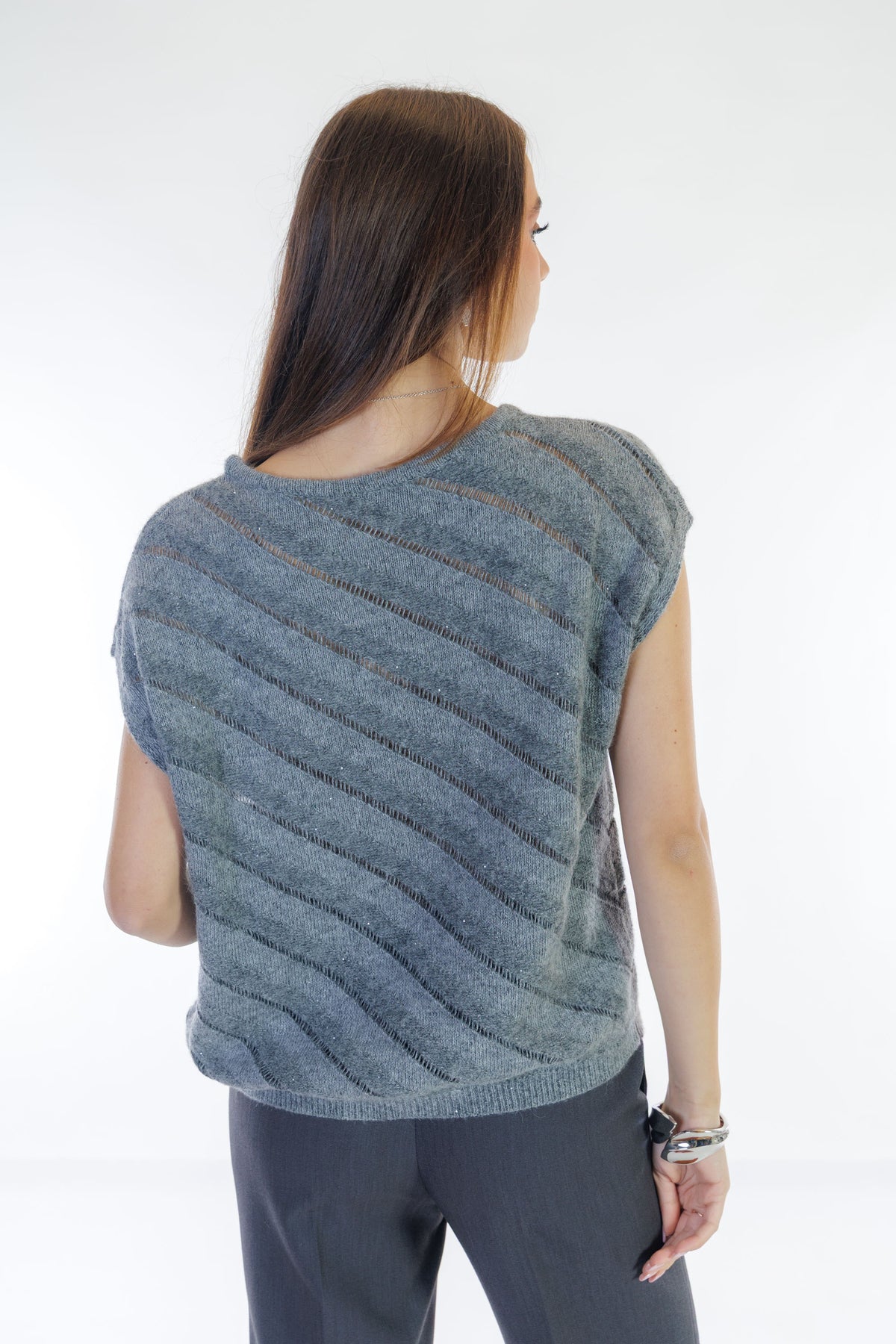 Gilet traforato righe diagonali