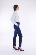 Pantalone slim risvoltino