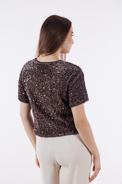 Maglia velluto e micropaillettes