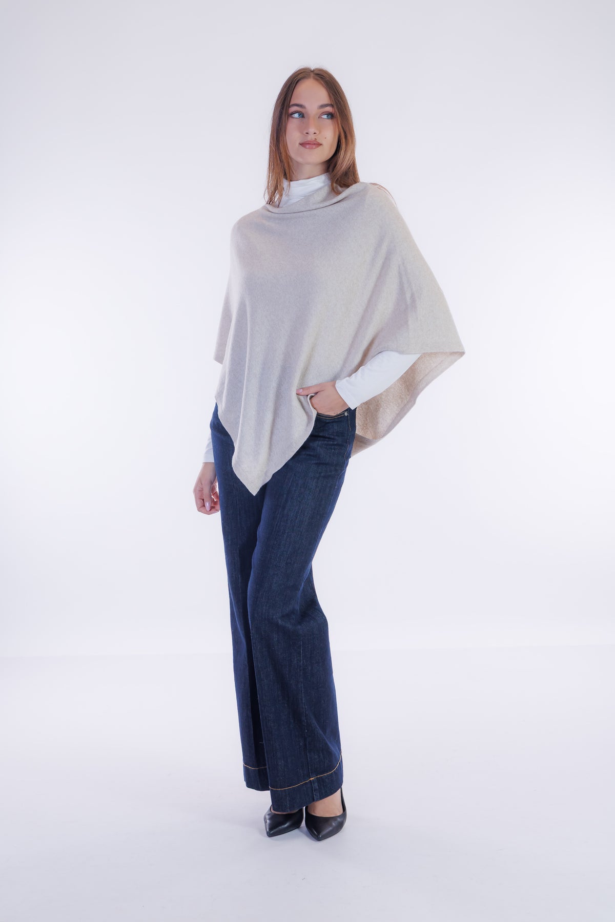 Poncho m. cashmere