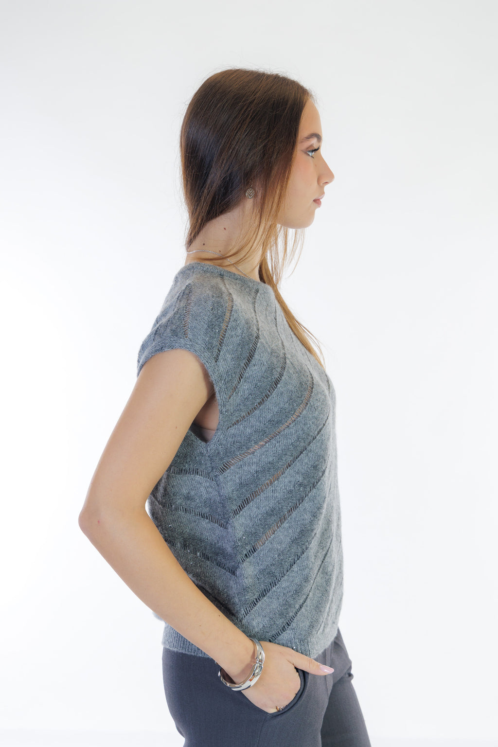 Gilet traforato righe diagonali