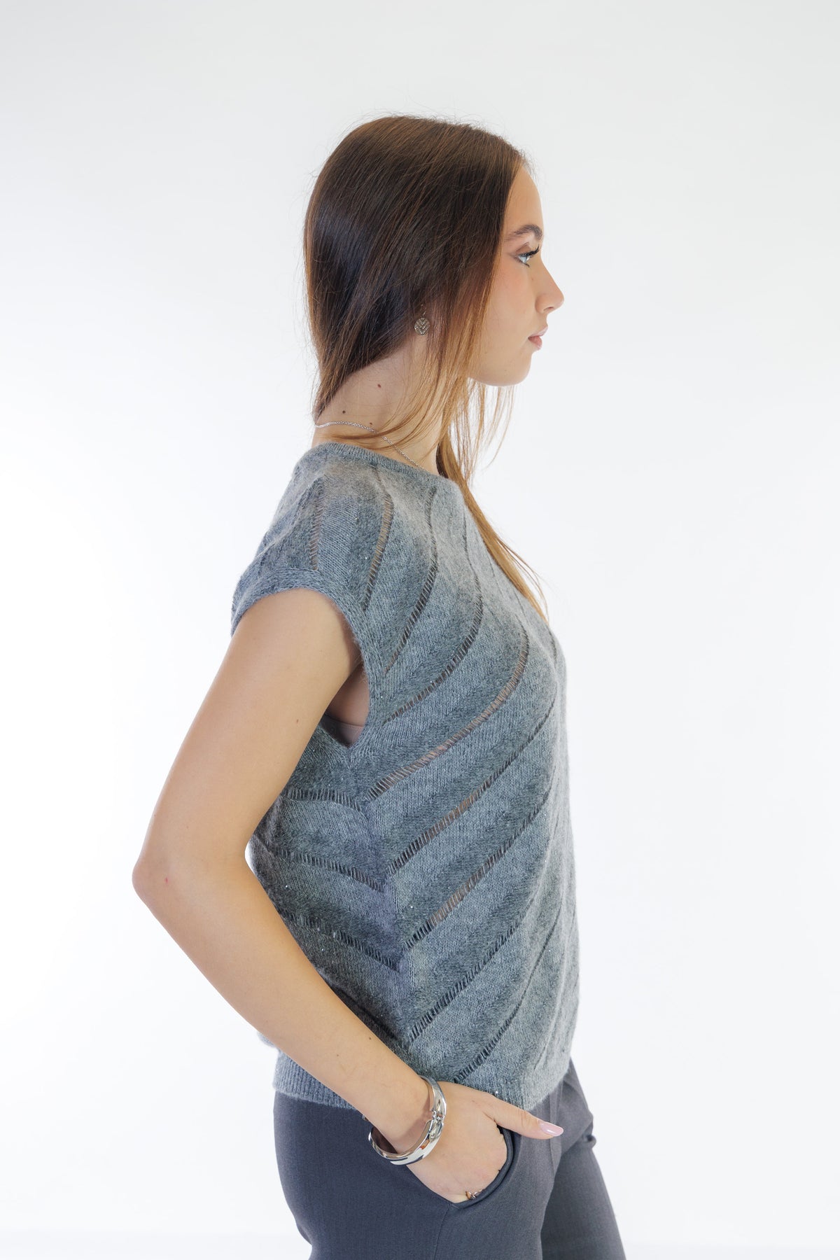 Gilet traforato righe diagonali