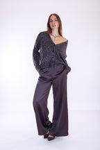 Pantalone largo raso