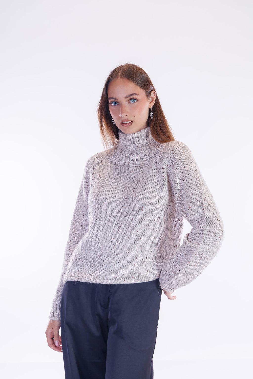 Maglione collo alto melange