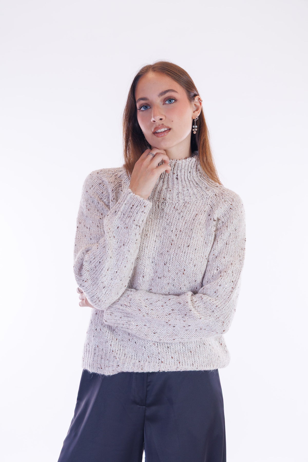 Maglione collo alto melange