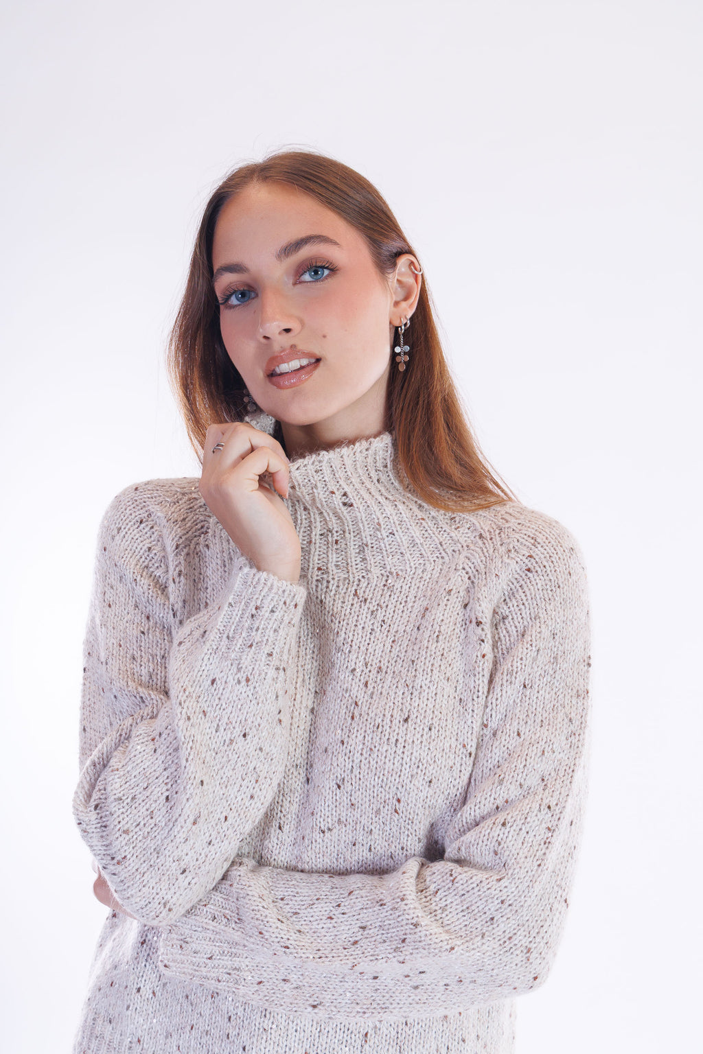 Maglione collo alto melange
