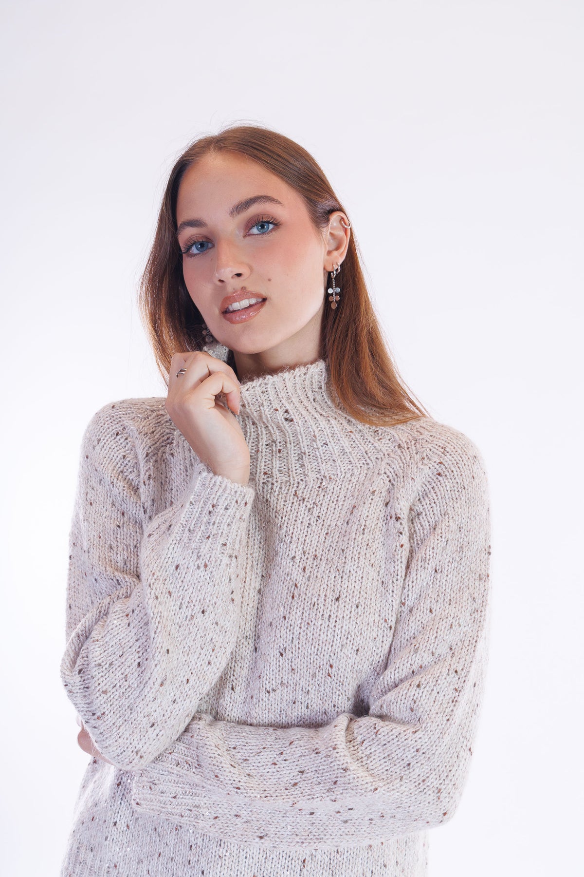 Maglione collo alto melange