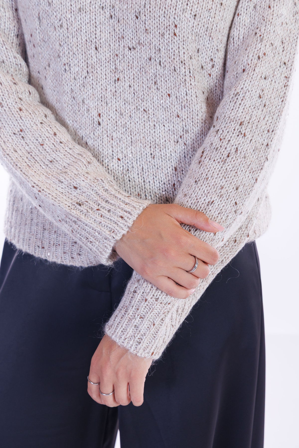 Maglione collo alto melange