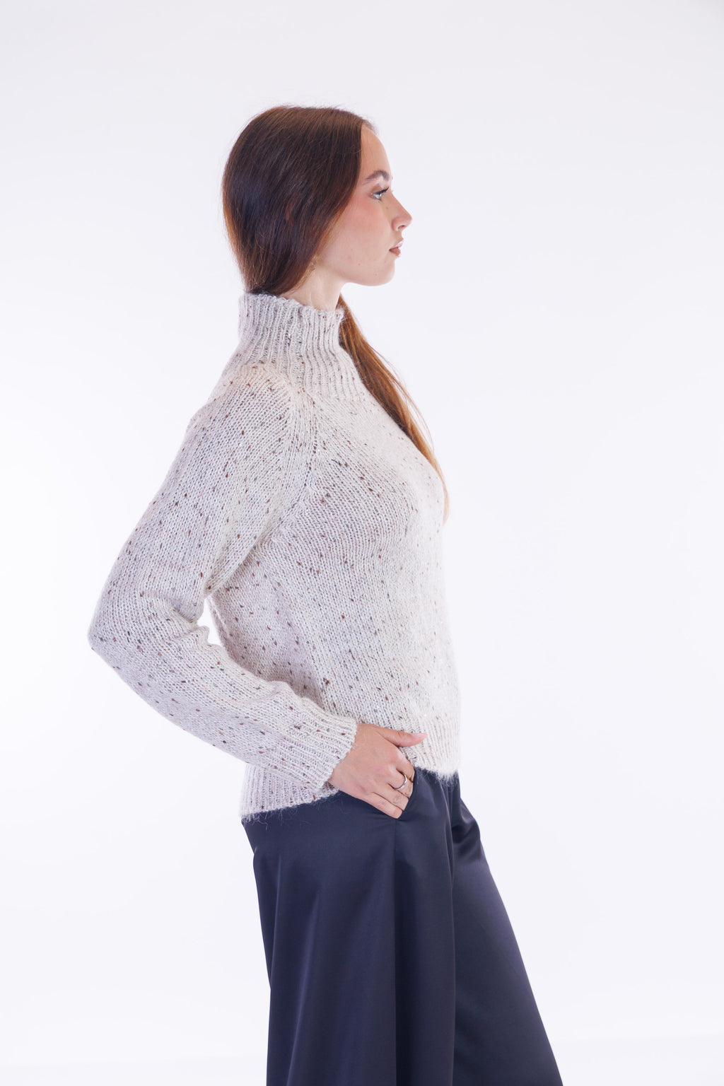 Maglione collo alto melange