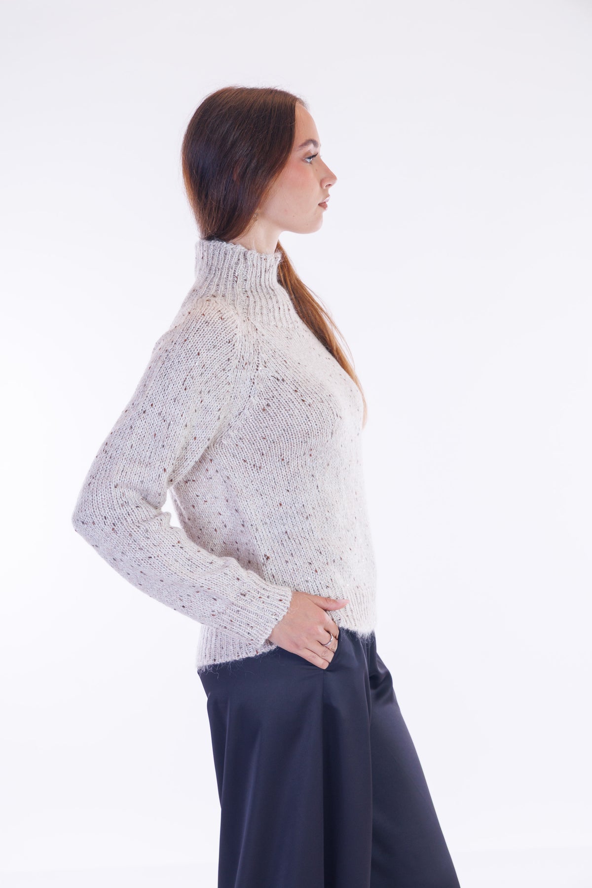 Maglione collo alto melange