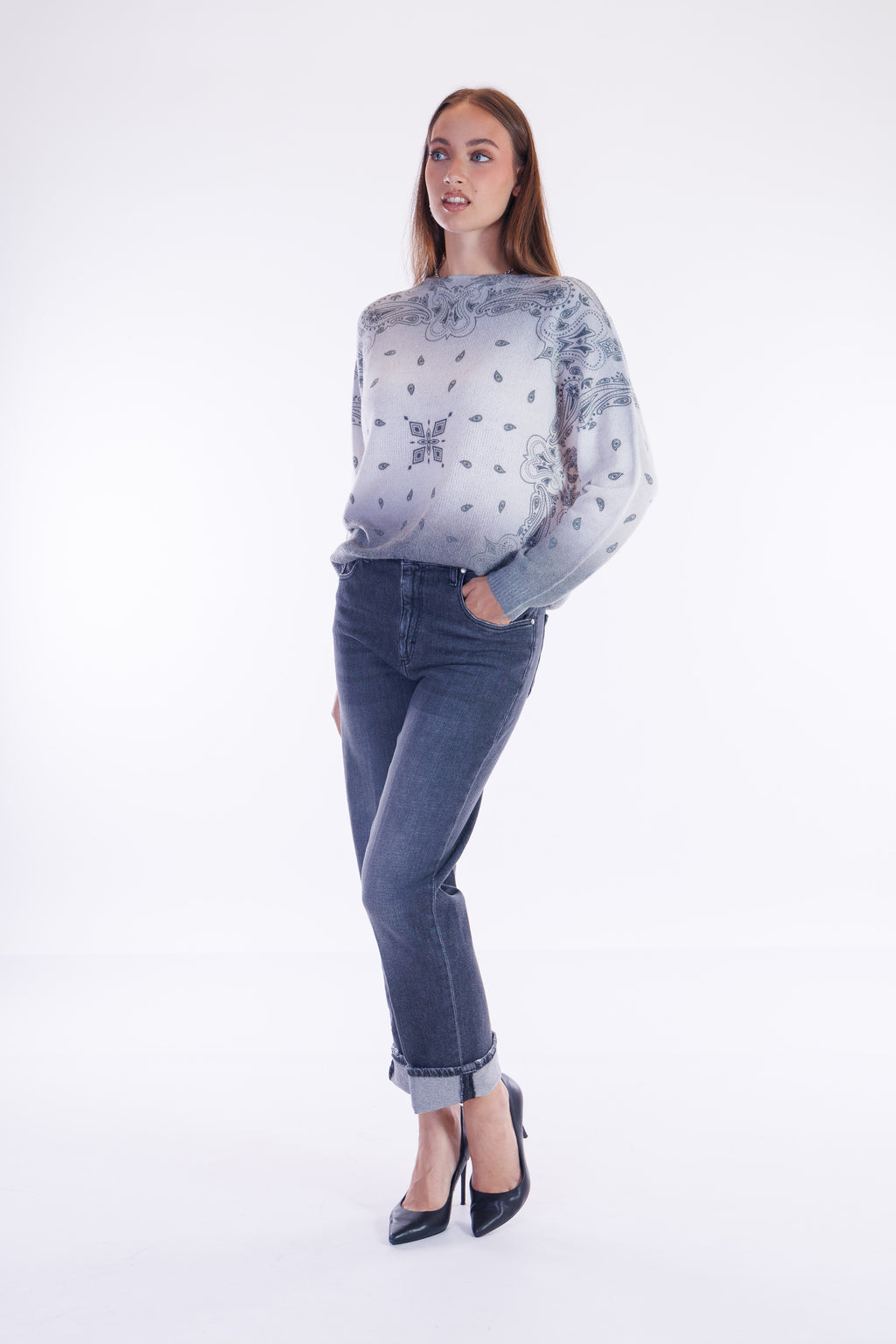 Jeans straight risvolto