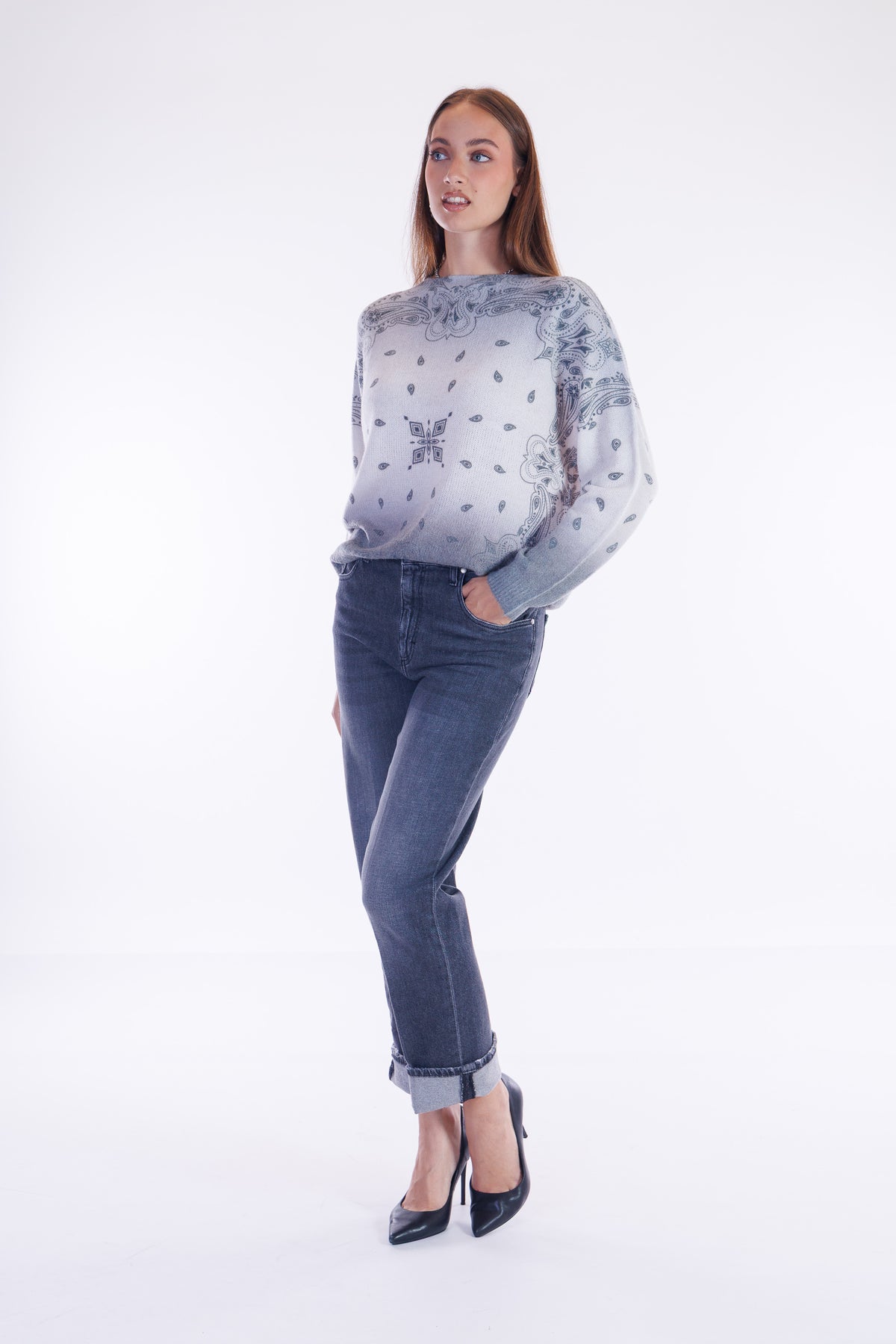 Jeans straight risvolto