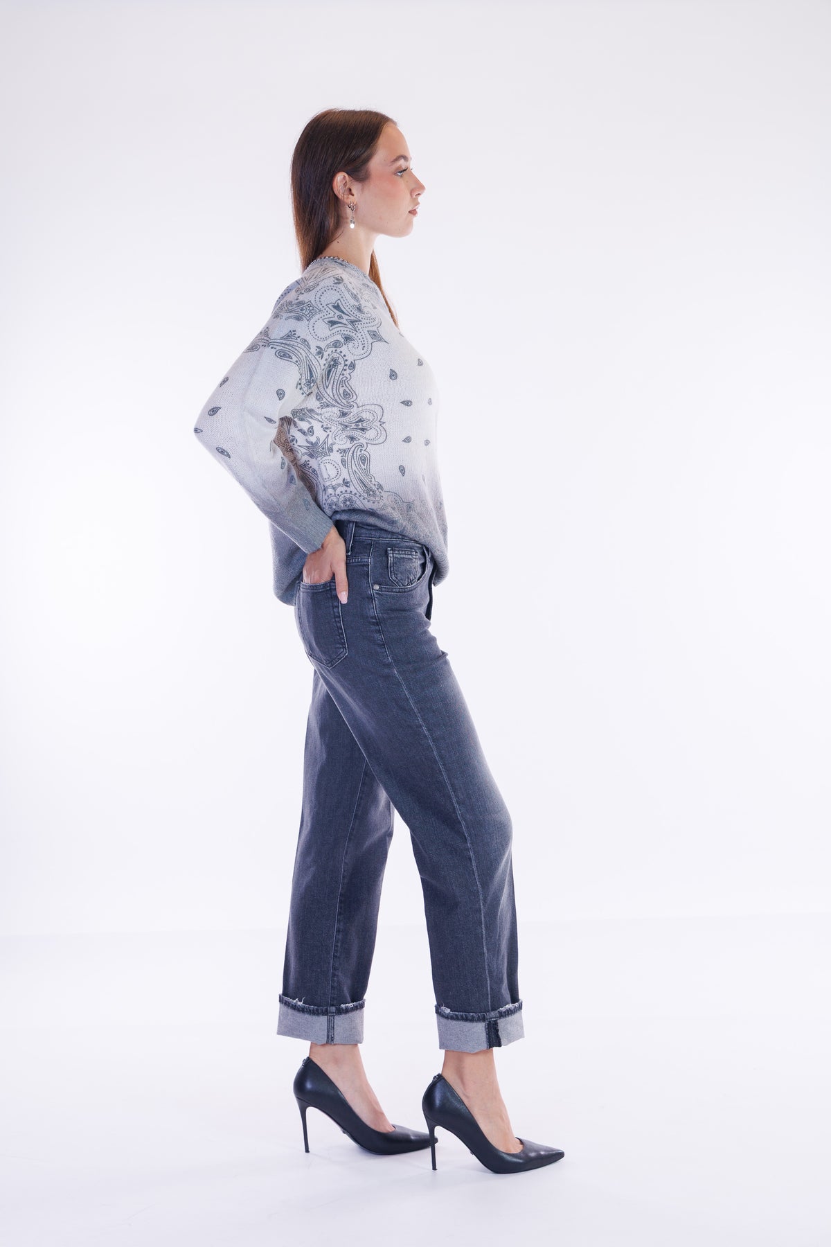 Jeans straight risvolto
