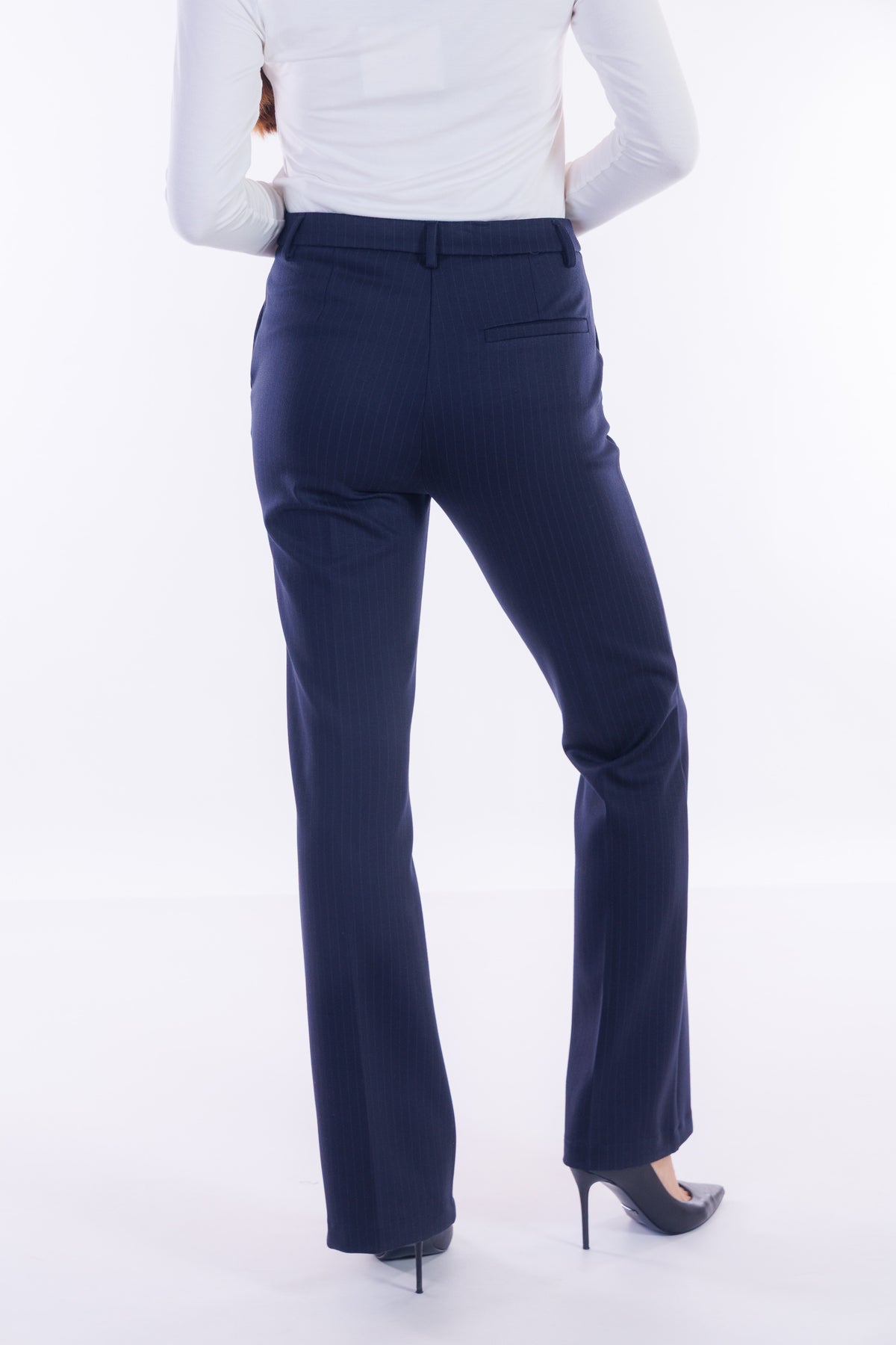 Pantalone flare punto stoffa gessato