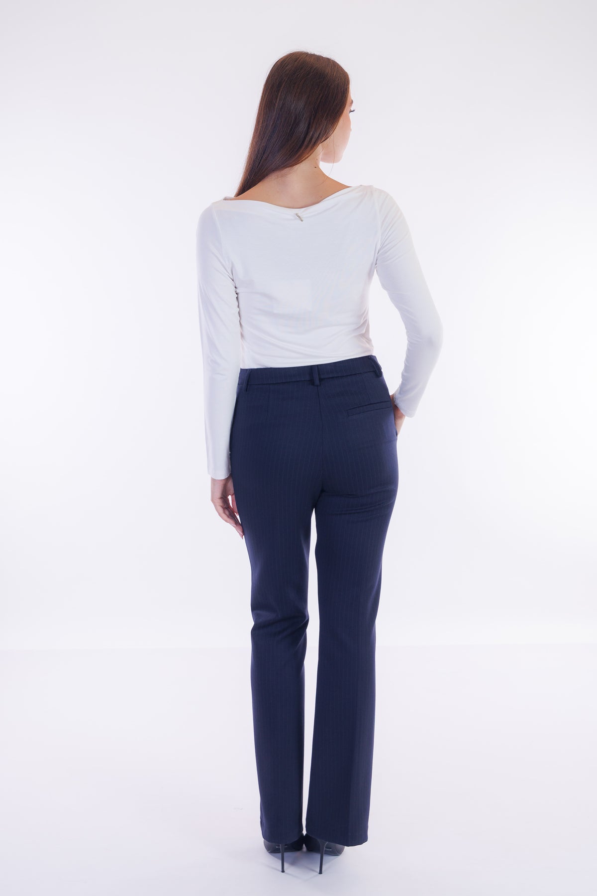 Pantalone flare punto stoffa gessato