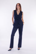 Pantalone flare punto stoffa gessato