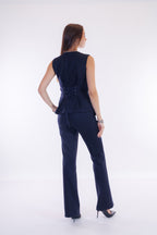 Pantalone flare punto stoffa gessato