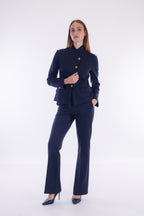 Pantalone flare punto stoffa gessato