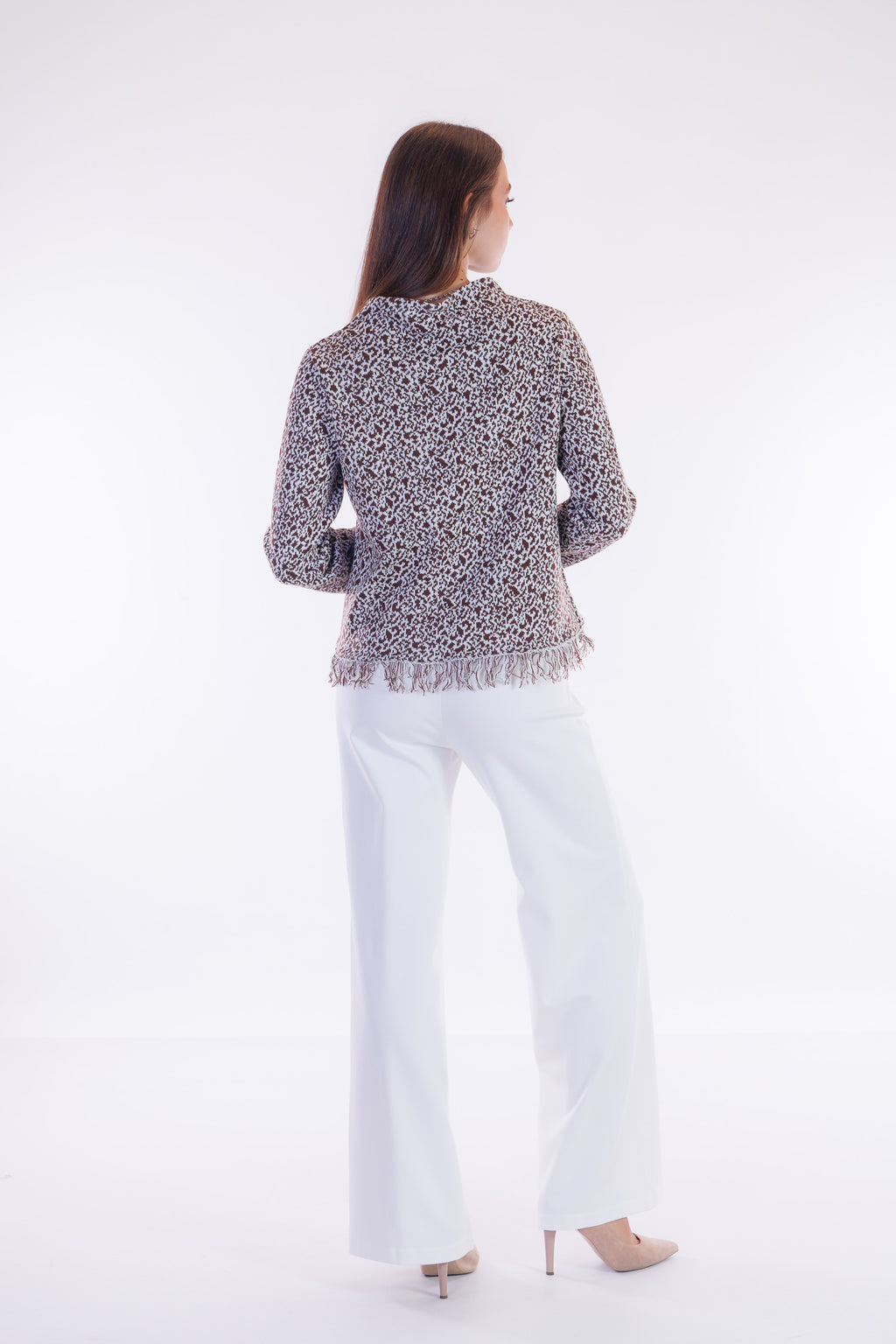 Maglia jacquard frange
