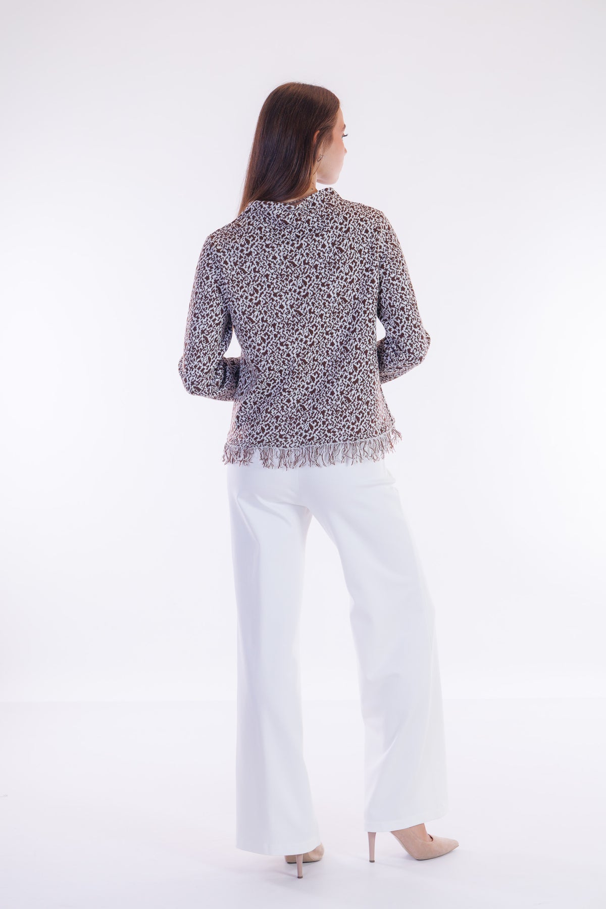 Maglia jacquard frange
