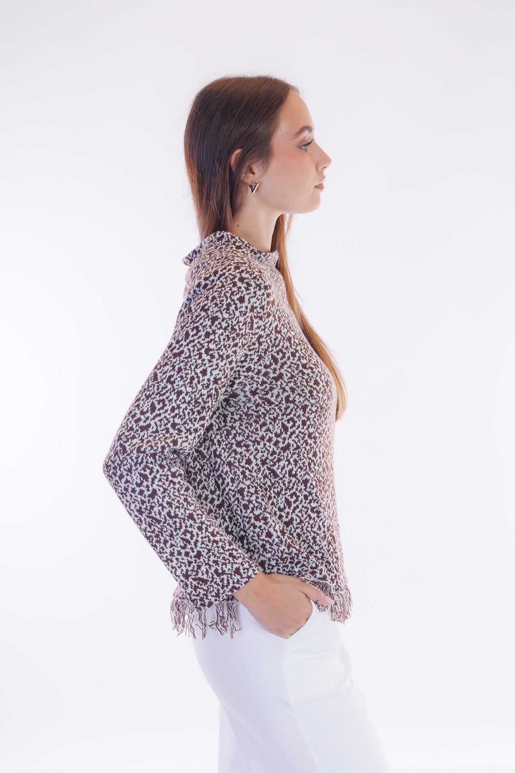 Maglia jacquard frange