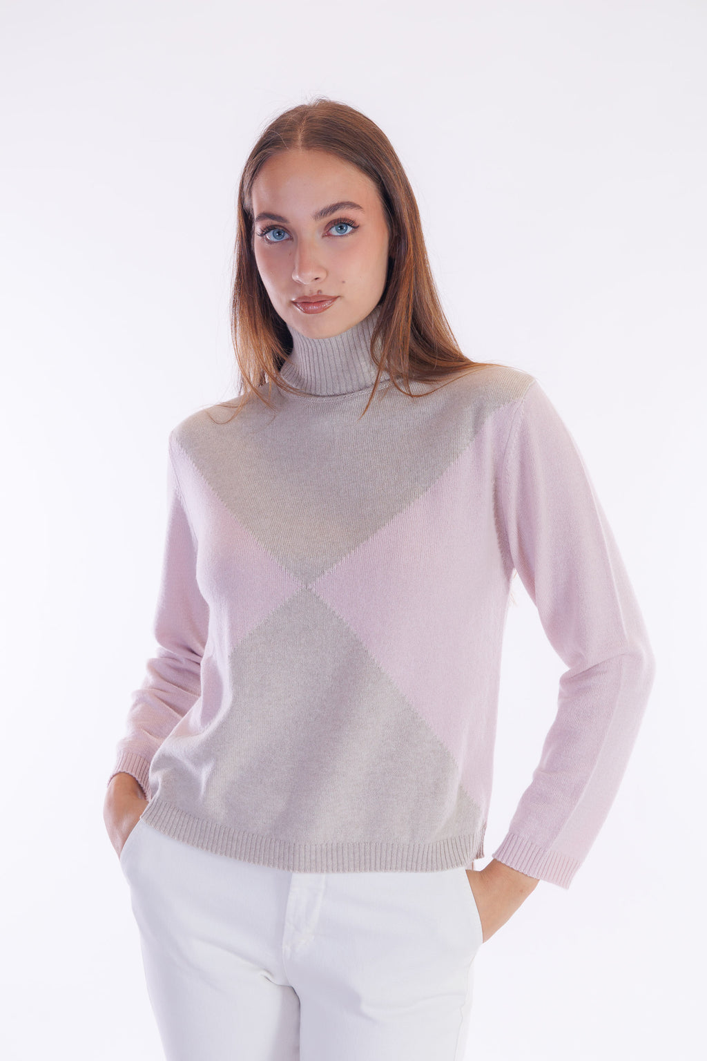 Maglia dolcevita rombi