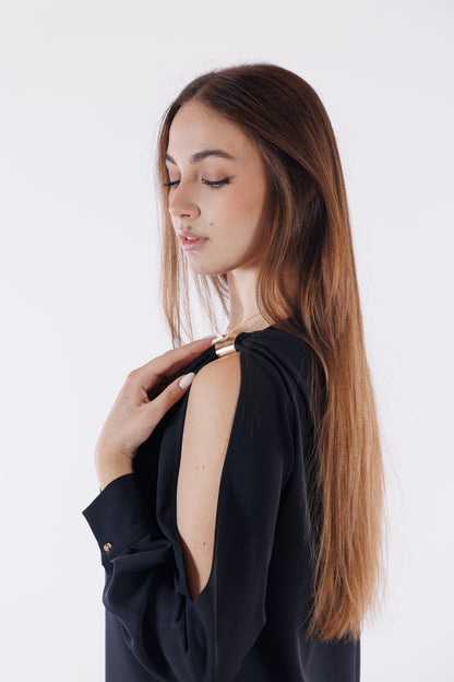 Blusa fluida anelli dorati