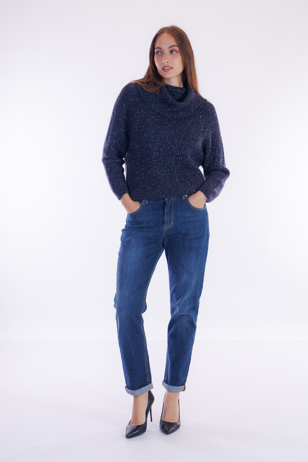 Jeans mom fit risvolto