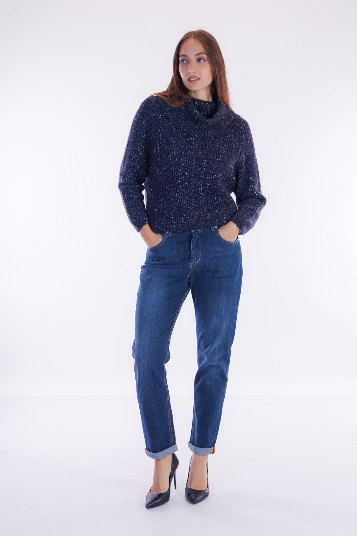 Jeans mom fit risvolto