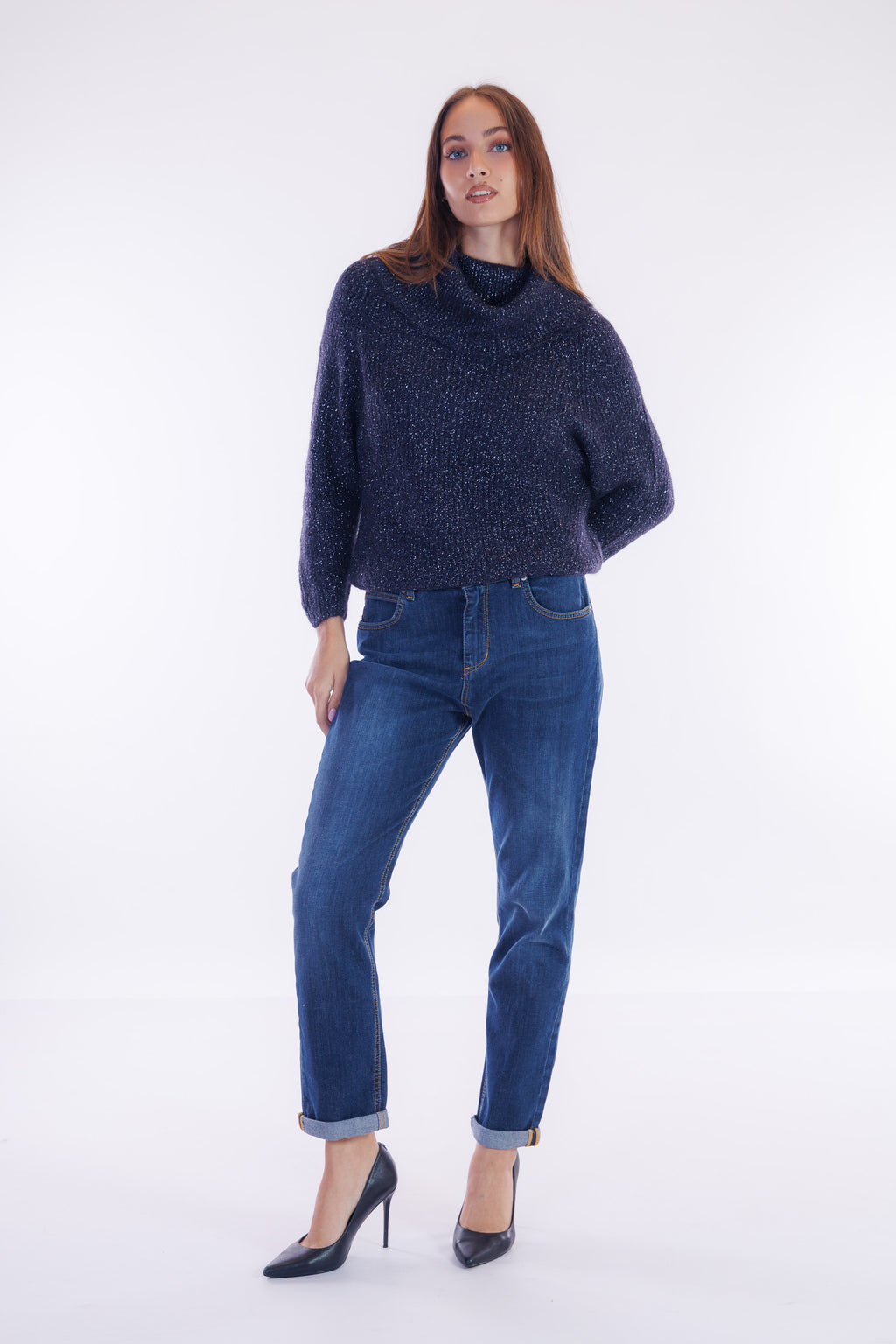 Jeans mom fit risvolto