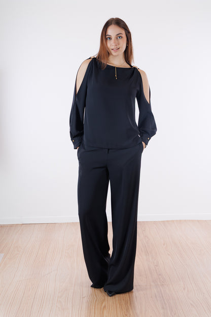 Blusa fluida anelli dorati