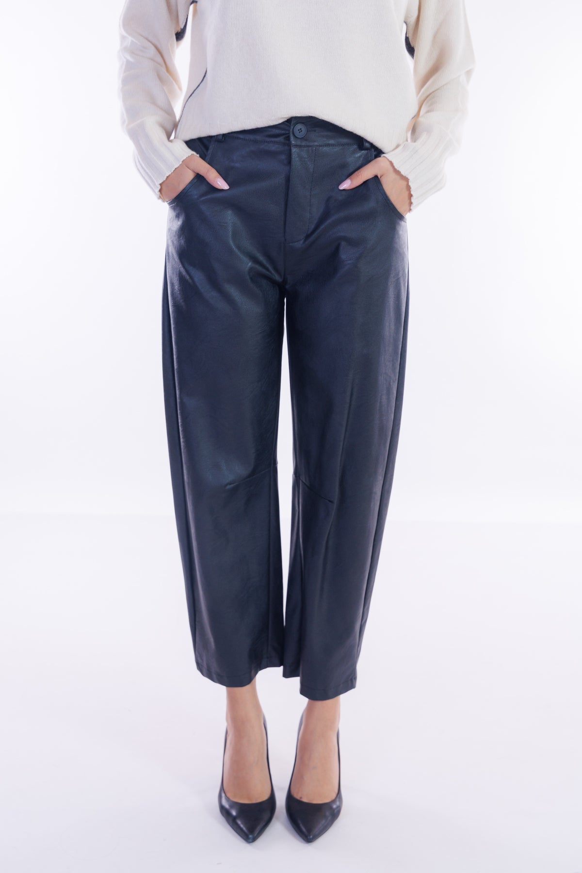 Pantalone barrel ecopelle