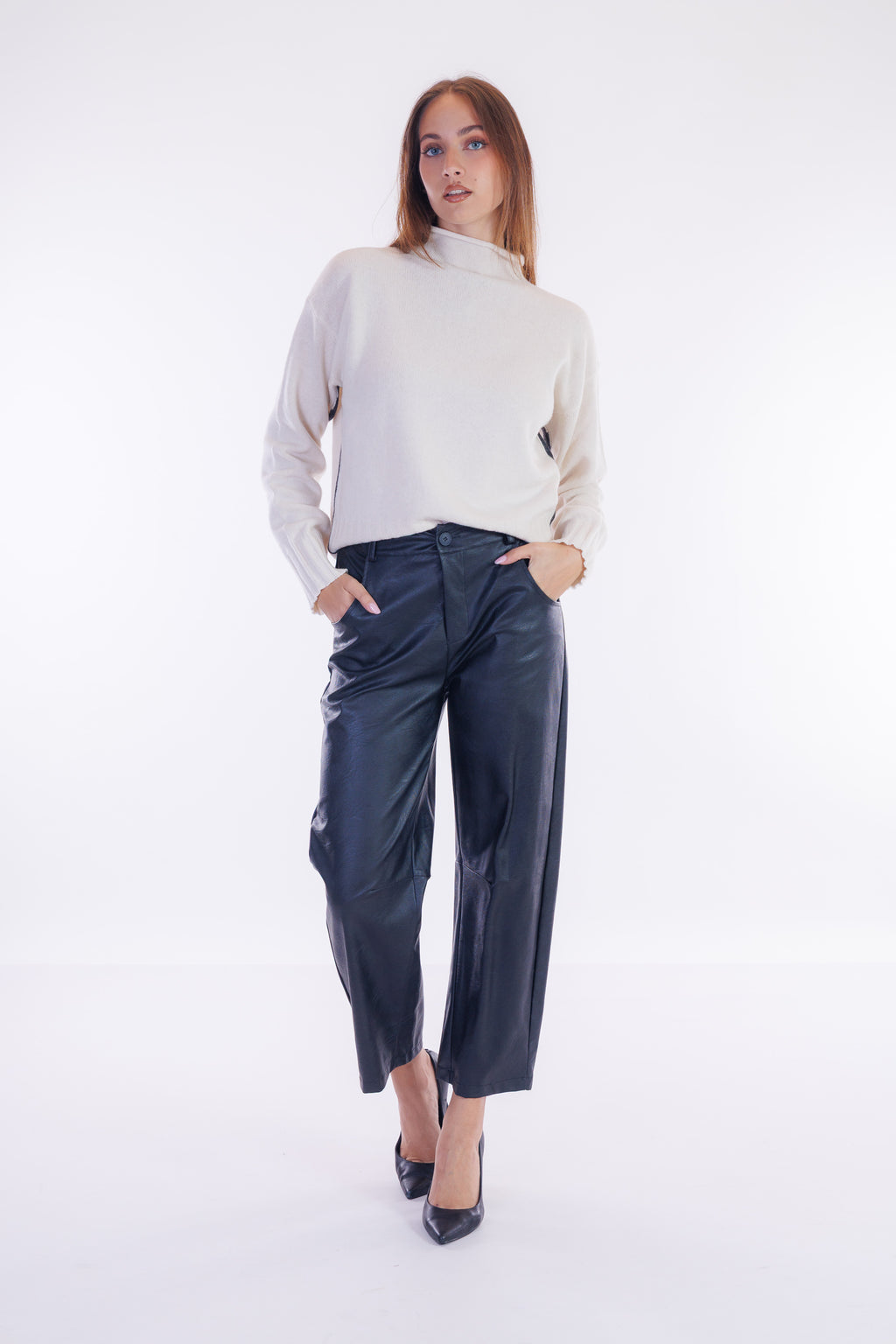 Pantalone barrel ecopelle