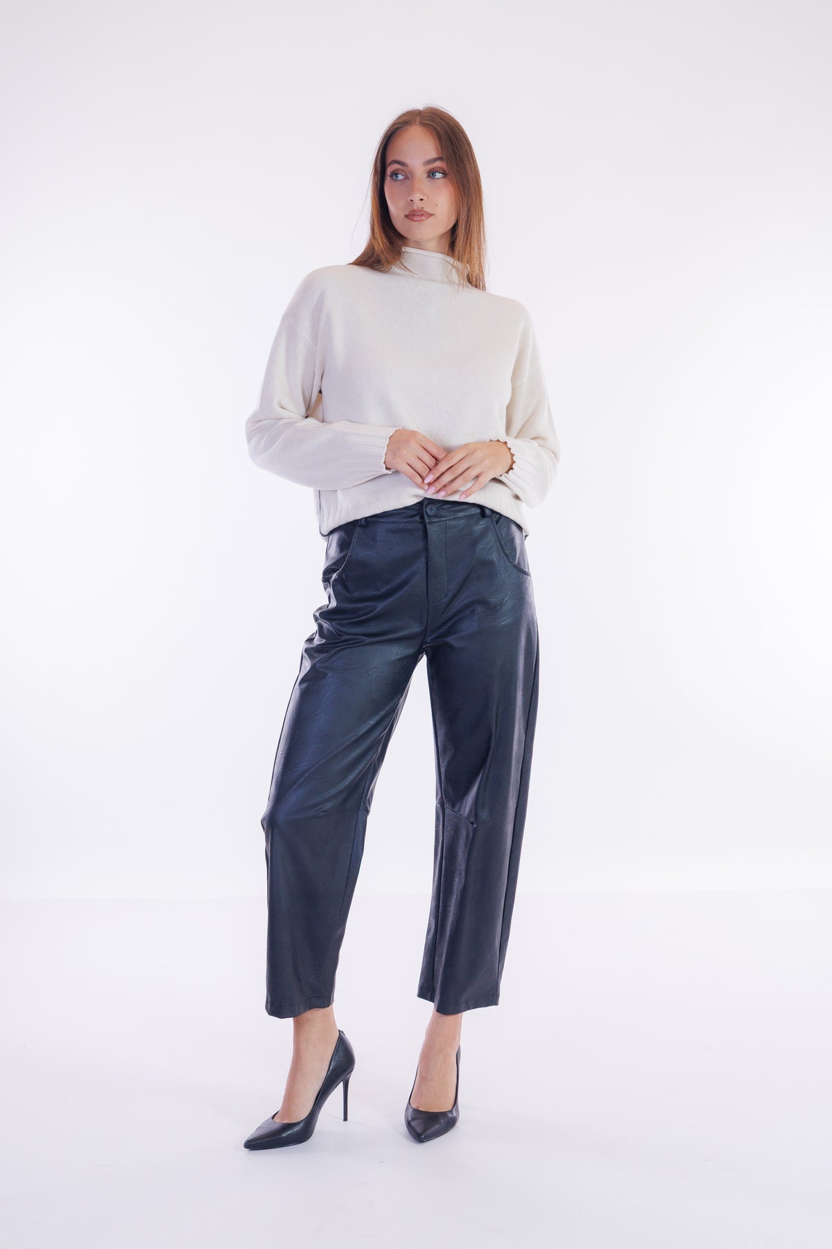 Pantalone barrel ecopelle
