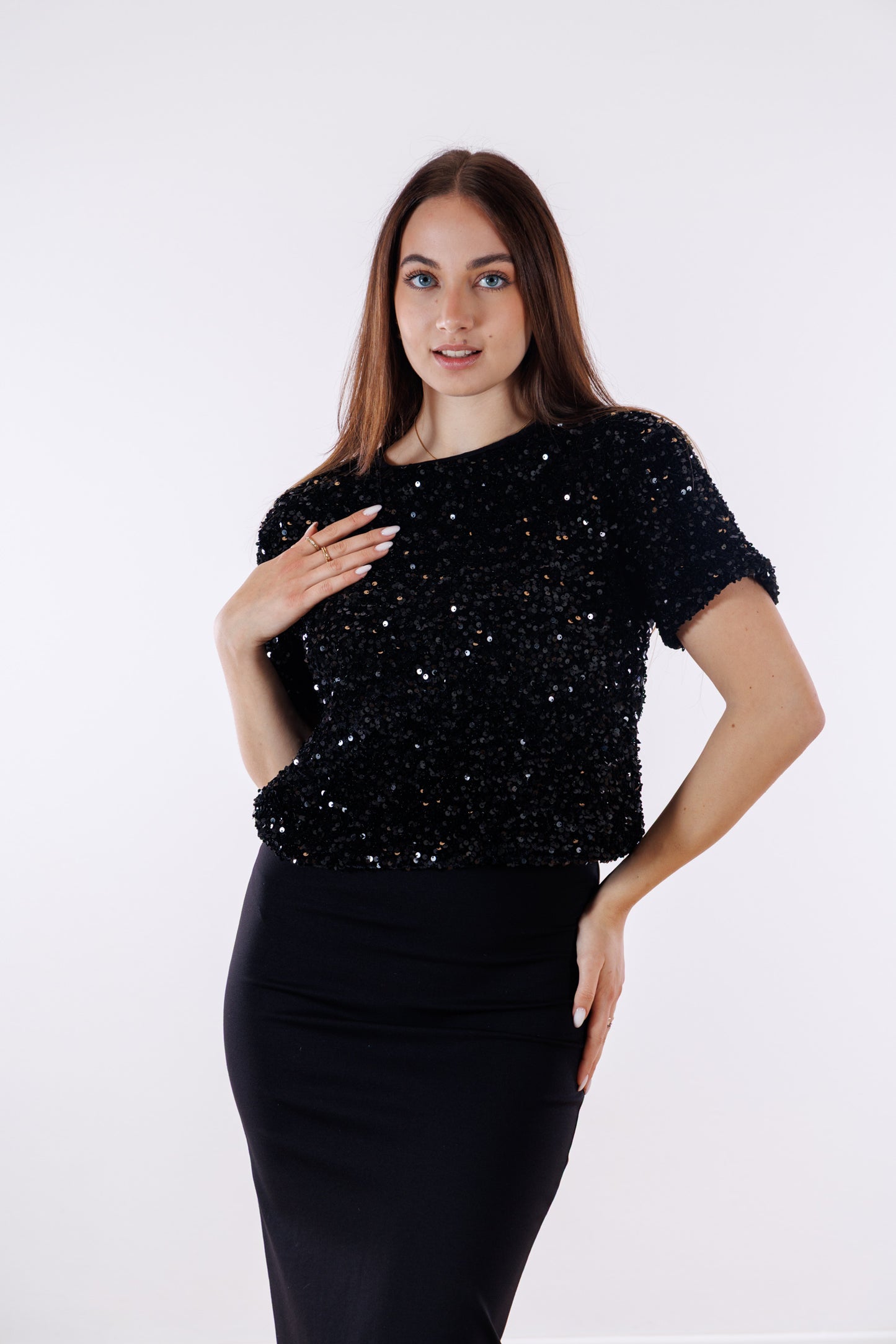 Maglia velluto e micropaillettes